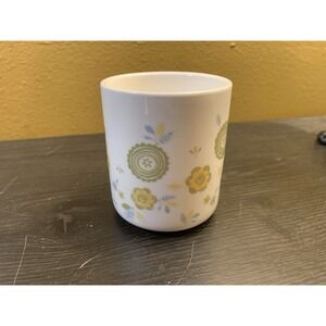 Abstract Floral Green & Yellow Ceramic Japanese Tumbler Cup